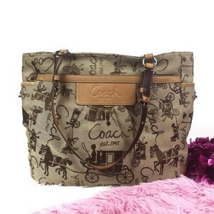SALE Coach Horse and Carriage Canvas Tote